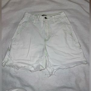 Wild Fable White Jean Shorts, Green Stitching